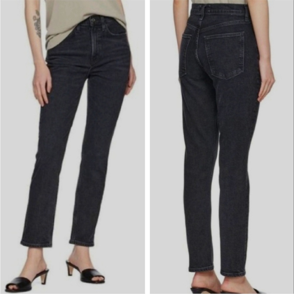 Agolde Merrel Mid Rise Straight Leg Jeans Black
